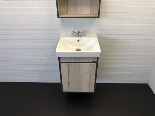 Тумба с раковиной Comforty Вена 45 00-00006653 подвесная Дуб дымчатый МДФ / ЛДСП