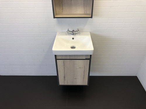 Тумба с раковиной Comforty Вена 45 00-00006653 подвесная Дуб дымчатый МДФ / ЛДСП