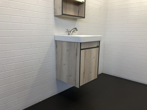 Тумба с раковиной Comforty Вена 45 00-00006653 подвесная Дуб дымчатый МДФ / ЛДСП