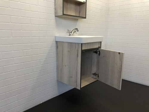 Тумба с раковиной Comforty Вена 45 00-00006653 подвесная Дуб дымчатый МДФ / ЛДСП