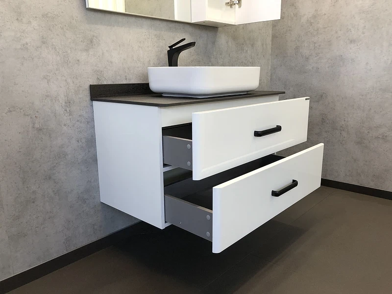 Тумба с раковиной Comforty Амстердам 95 00-00005494 подвесная Белый глянец МДФ / ЛДСП