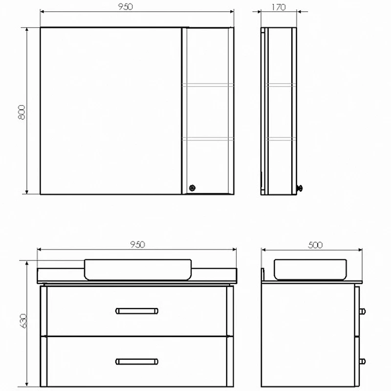 Тумба с раковиной Comforty Амстердам 95 00-00005494 подвесная Белый глянец МДФ / ЛДСП