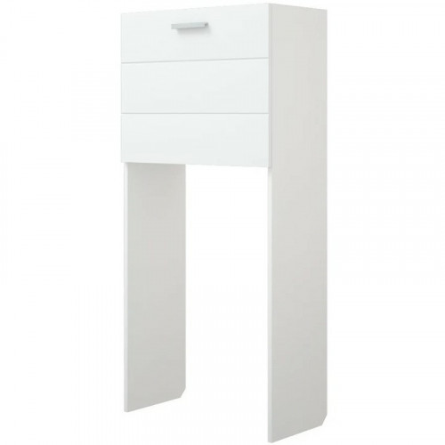 Стойка над стиральной машиной Corozo Денвер 65 SP-00000562 с бельевой корзиной Белая МДФ / ЛДСП