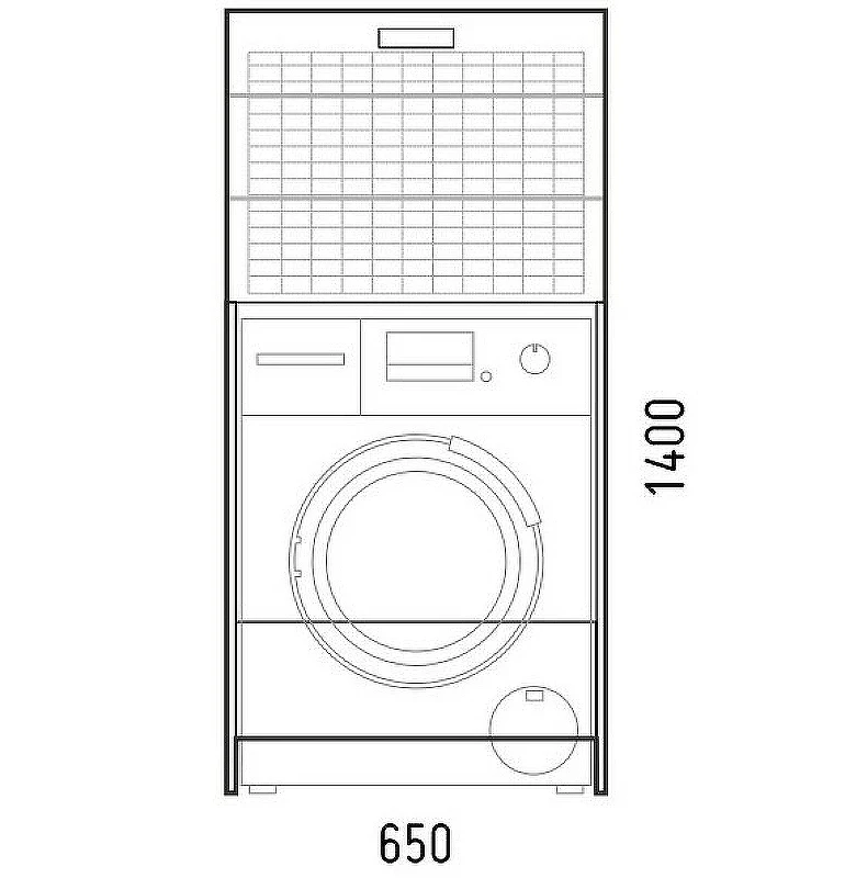 Стойка над стиральной машиной Corozo Денвер 65 SP-00000562 с бельевой корзиной Белая МДФ / ЛДСП