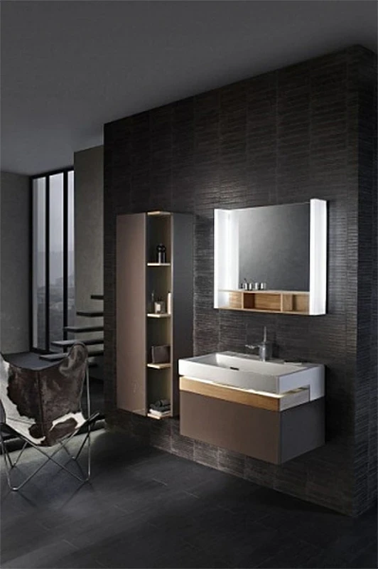 Шкаф пенал Jacob Delafon Terrace 50 L EB1179G-M61 подвесной Мягкий черный МДФ / ЛДСП