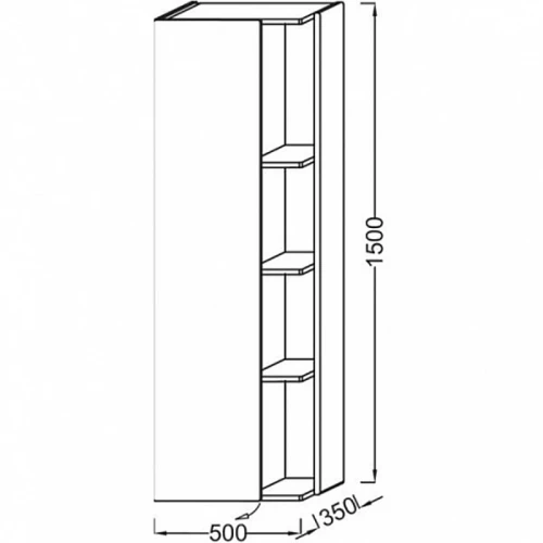 Шкаф пенал Jacob Delafon Terrace 50 L EB1179G-M61 подвесной Мягкий черный МДФ / ЛДСП