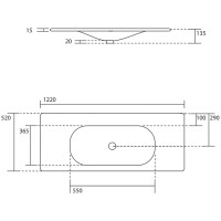 Раковина Kerasan Shape 122 548001*1 Белая глянцевая фаянс полувстраиваемая
