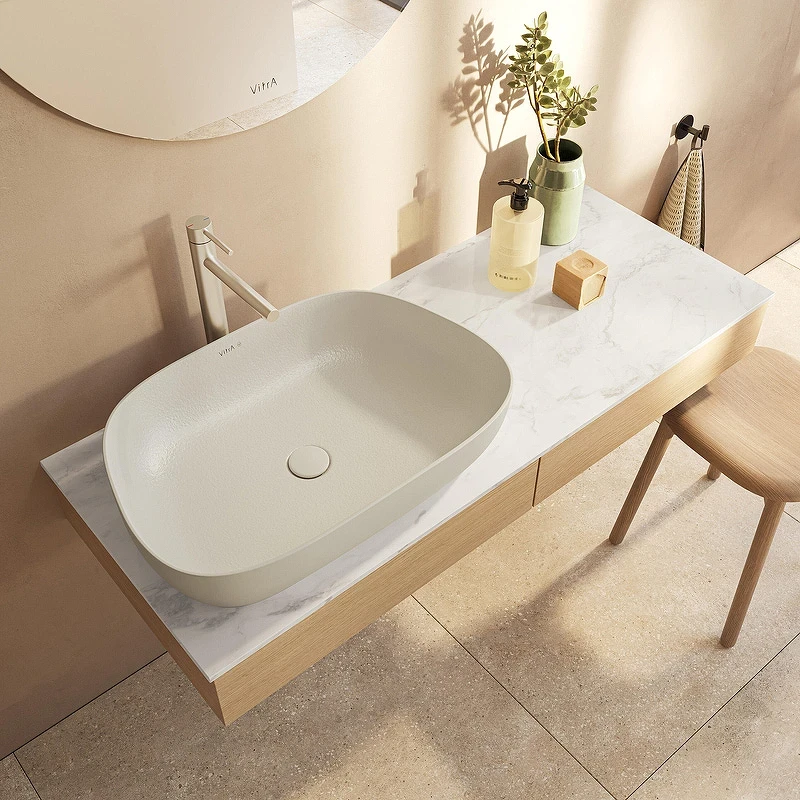 Раковина-чаша Vitra Outline Recycled 63 7993B066-0016 Матовый тауп фарфор накладная