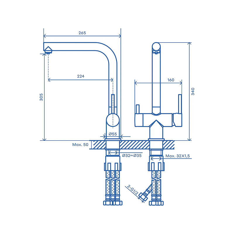 Смеситель для кухни Pragma Esdel 903113.ESD7.C2LF.013-2 цвет Хром