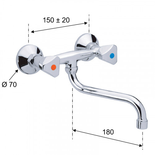 Смеситель для кухни Remer Y-YG 41YG Хром латунь на стену