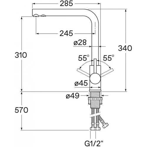 Смеситель для кухни Santek Марти WH5A43026N001 цвет Черный матовый