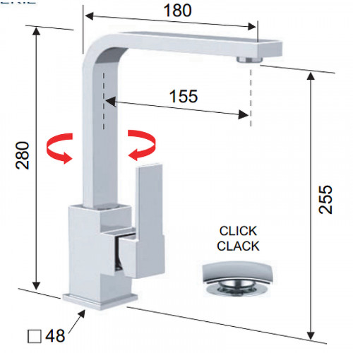 Смеситель для раковины Remer Qubica Q10G Хром латунь