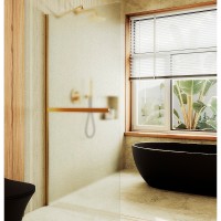 Душевая перегородка Maybah Glass MGD-725-3ш 690x1950 в широком профиле Золото стекло сатиновое