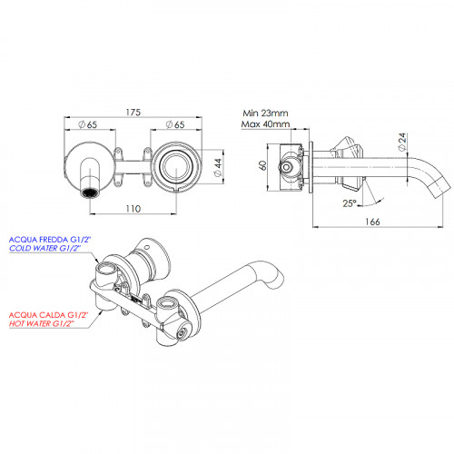 Смеситель для раковины Remer Element ET15P Хром латунь встраиваемый
