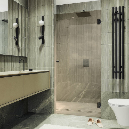 Душевая дверь Maybah Glass MGD-525-6 905x1950 на петлях Черный стекло бронзовое