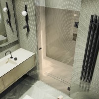 Душевая дверь Maybah Glass MGD-525-6 905x1950 на петлях Черный стекло бронзовое