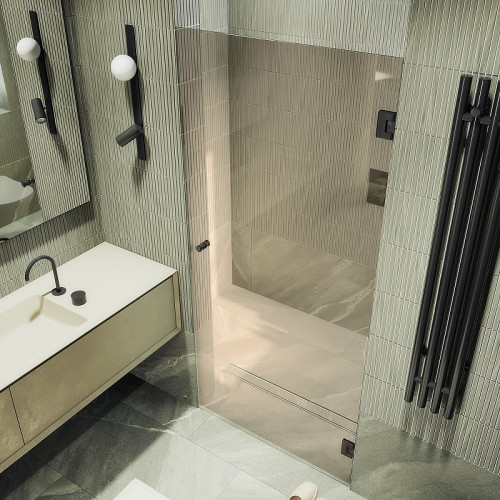 Душевая дверь Maybah Glass MGD-525-6 905x1950 на петлях Черный стекло бронзовое