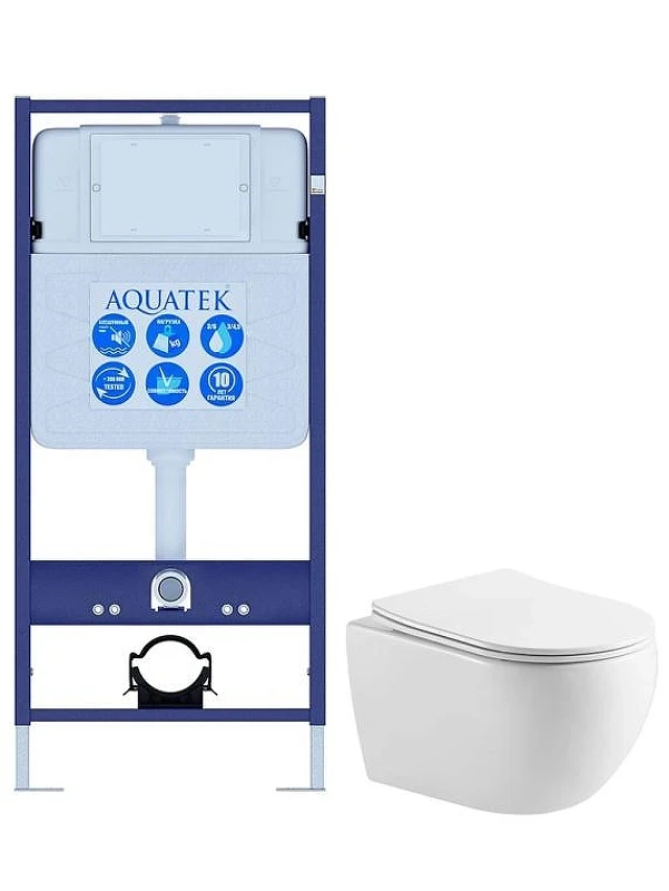 Унитаз с инсталляцией Aquatek Set Aquatek Европа-AQ1190 цвет Белый с сиденьем Микролифт