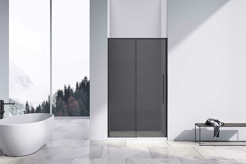 Душевая дверь Vincea Slim-N 140 VDS-4SN140CGB профиль Черный стекло тонированное