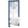 Комплект унитаза с инсталляцией Grohe Rapid SL 39187001 цвет Белый с сиденьем Микролифт и клавишей смыва цвет Хром