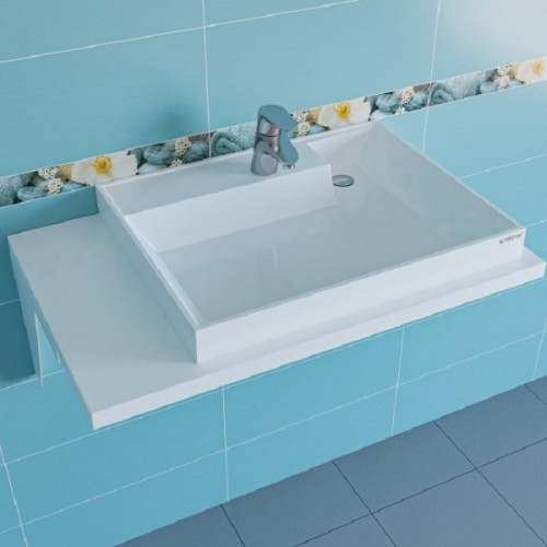 Раковина СанТа Юпитер 80 R 900121 на стиральную машину Белая искусственный камень (литьевой мрамор) на стиральную машину