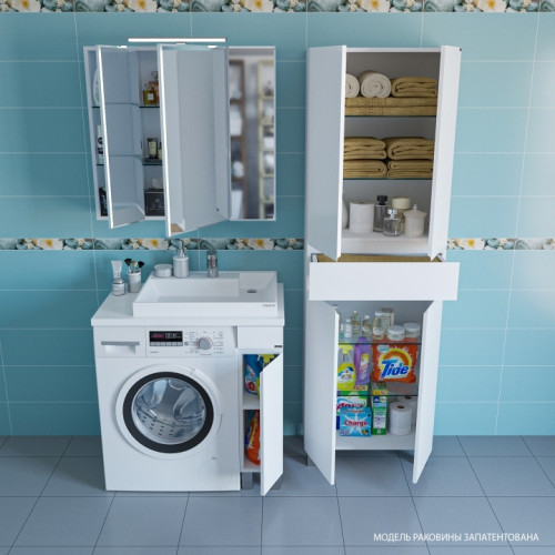 Раковина СанТа Юпитер 80 R 900121 на стиральную машину Белая искусственный камень (литьевой мрамор) на стиральную машину