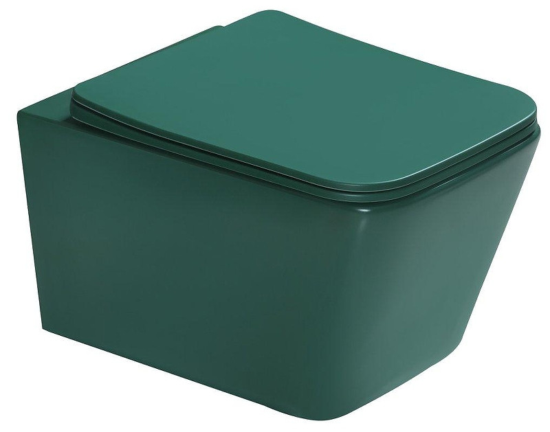 Комплект унитаза с инсталляцией SantiLine SL-5007G+SL-01/G цвет Зеленый матовый с сиденьем Микролифт и клавишей смыва цвет Зеленый матовый