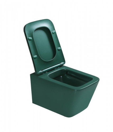 Комплект унитаза с инсталляцией SantiLine SL-5007G+SL-01/G цвет Зеленый матовый с сиденьем Микролифт и клавишей смыва цвет Зеленый матовый