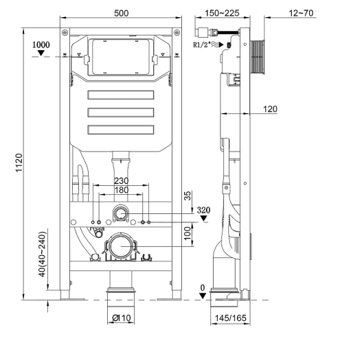 Инсталляция для унитаза Kludi Unifix 79300 без клавиши смыва