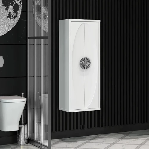 Шкаф пенал Opadiris Ибица 45 00-00007284 подвесной Белый глянцевый Хром МДФ / ЛДСП