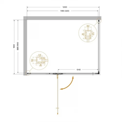 Душевой уголок Cezares Liner 120x90 L LINER-AH-1-120/90-C-GM-L профиль цвет Оружейная сталь стекло прозрачное
