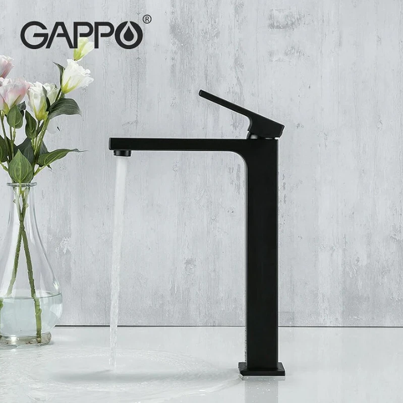 Смеситель для раковины Gappo G17-6 G1017-62 Черный матовый латунь
