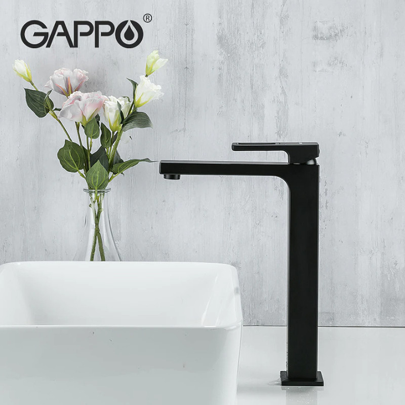 Смеситель для раковины Gappo G17-6 G1017-62 Черный матовый латунь