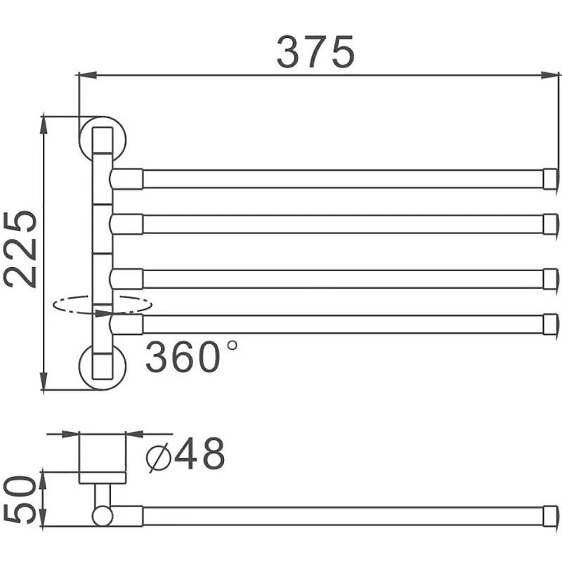 Полотенцедержатель Haiba HB8714 поворотный Черный