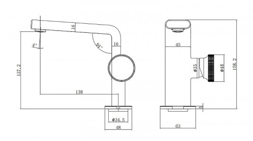Смеситель для раковины Black&amp;White Gravity GF-7207-С 7207C цвет Хром
