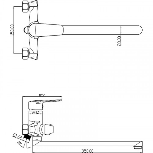 Смеситель для ванны Swedbe Mars 1750 универсальный Хром латунь на стену