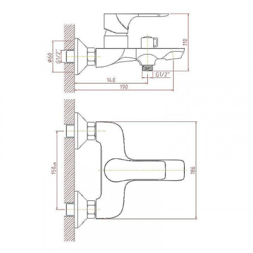 Смеситель для ванны Cron CN61172 Хром