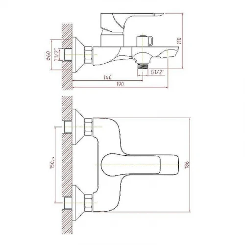 Смеситель для ванны Cron CN61172 Хром