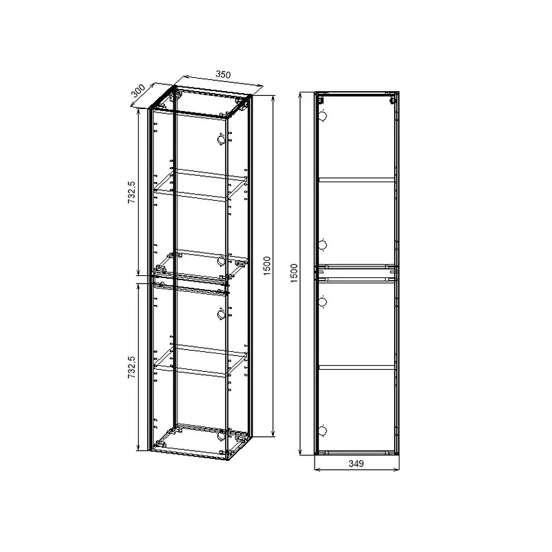Шкаф пенал Vincea Chiara/Luka 35 VSC-2CL150CO подвесной цвет C.Oak