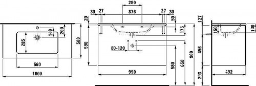 Тумба с раковиной Laufen Pro S  100 8.6496.2.261.104.1 подвесная Белая глянцевая