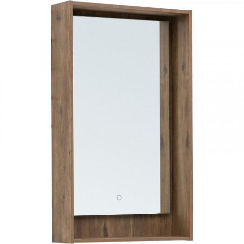 Зеркало Aquanet Милан 50 336397 с подсветкой Дуб рустикальный с сенсорным выключателем МДФ / ЛДСП, стекло