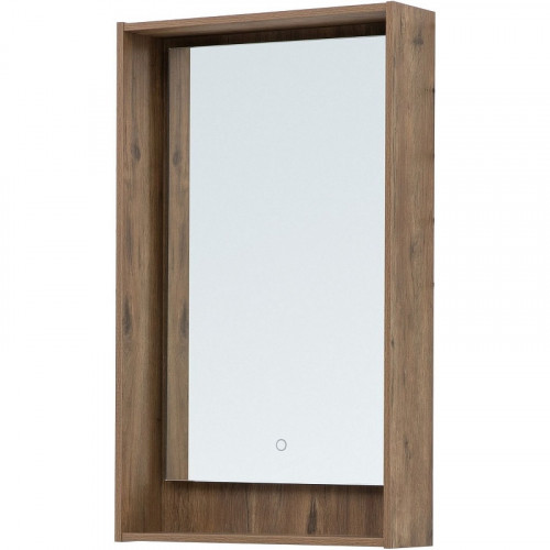 Зеркало Aquanet Милан 50 336397 с подсветкой Дуб рустикальный с сенсорным выключателем МДФ / ЛДСП, стекло