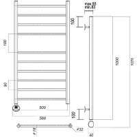 Электрический полотенцесушитель Domoterm Медея П10 500x1000 EL Хром нержавеющая сталь