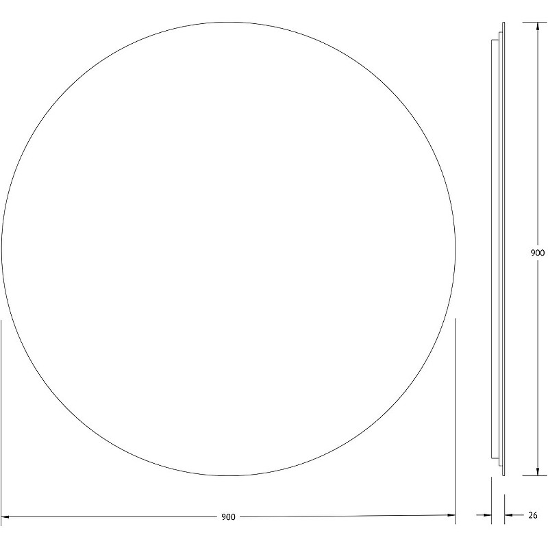 Зеркало Defesto Opti 90x90 DF 2846S с подсветкой 28W-4500К/Сенсорный выключатель/Нейтральный белый свет