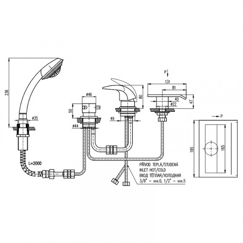 Смеситель на борт ванны Rav Slezak Dunaj D474.5PZ Золото латунь