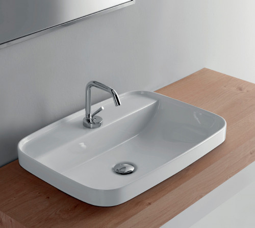 Раковина Kerasan Tribeca 60 514201*1 Белая фарфор накладная, полувстраиваемая