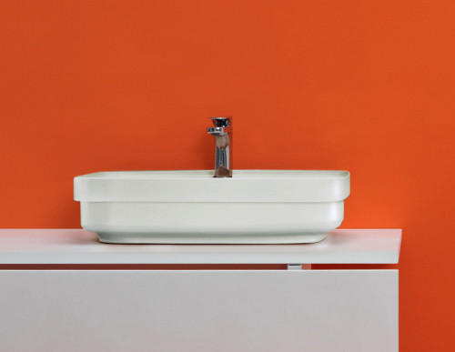 Раковина Kerasan Tribeca 60 514201*1 Белая фарфор накладная, полувстраиваемая