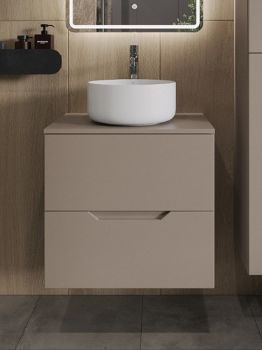 Тумба с раковиной Orange Line 60 Li-60TuLMDF+B07-345W подвесная Латте матовый МДФ / ЛДСП