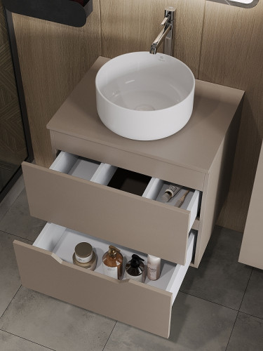 Тумба с раковиной Orange Line 60 Li-60TuLMDF+B07-345W подвесная Латте матовый МДФ / ЛДСП