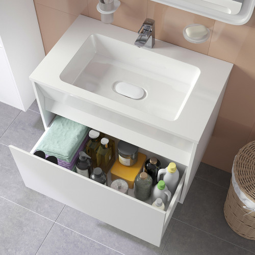 Тумба с раковиной Iddis Esper 80 ESP80W0i95K подвесная Белая МДФ / ЛДСП